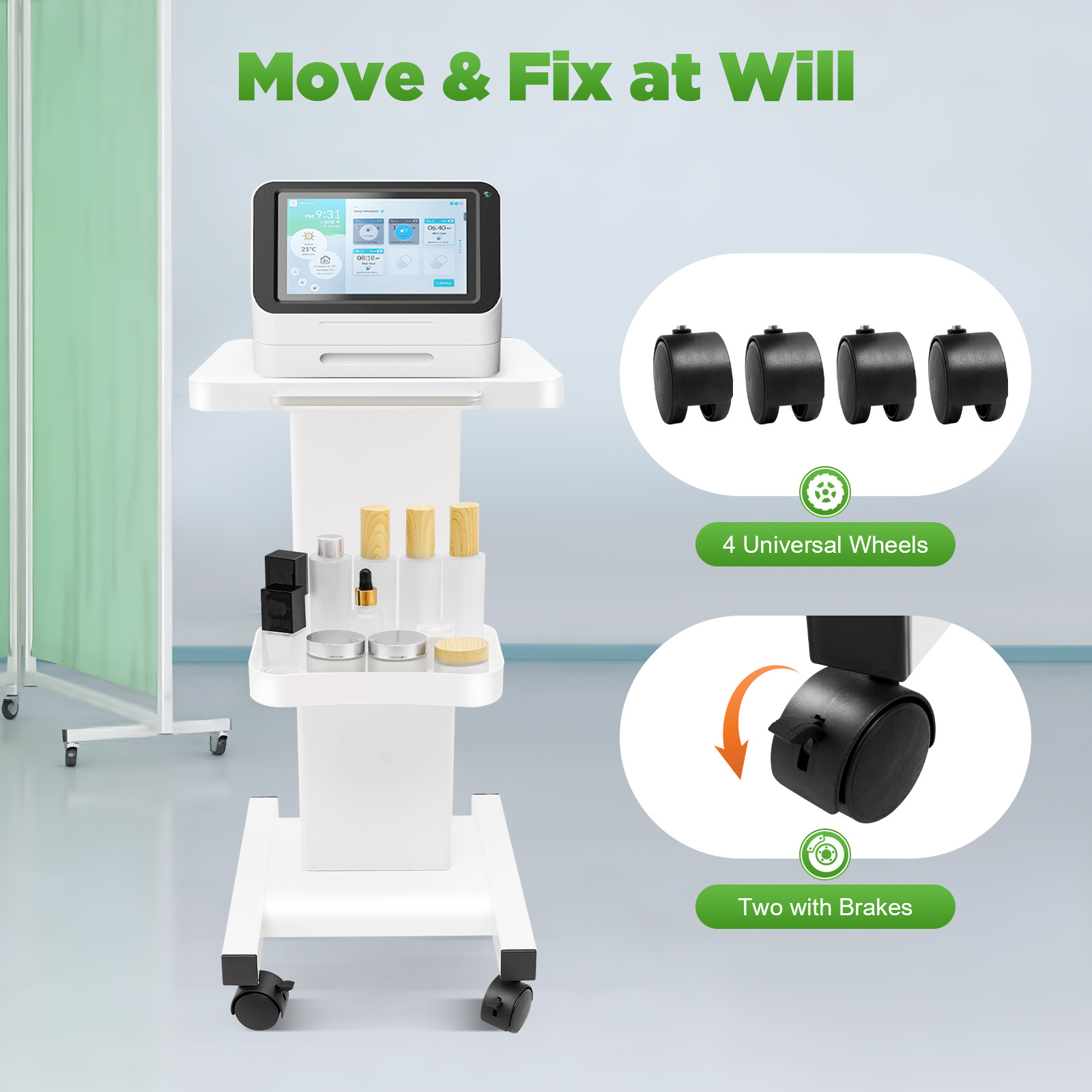 SPA Beauty Storage Schoonheidssalon Stand Rolling Trolley Cart Apparatuur Machinehouder Organizer 3-laags met duwhandvat