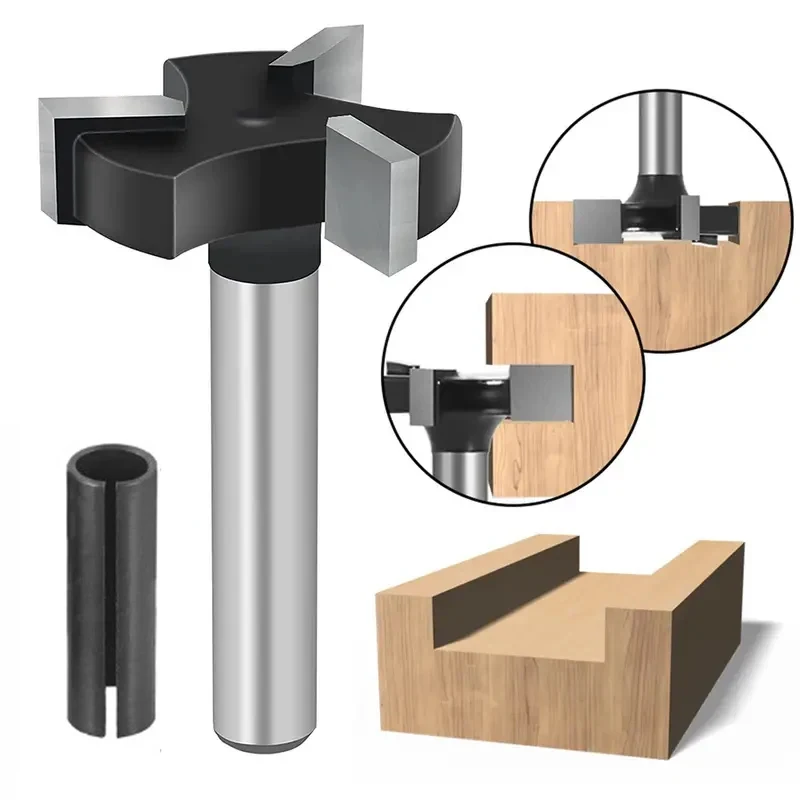 Fresa per la lavorazione del legno con gambo da 1/4 Fresa per scanalatura a forma di T Coltello per pulizia inferiore Coltello per scanalature utilizzato per tirare e scanalare