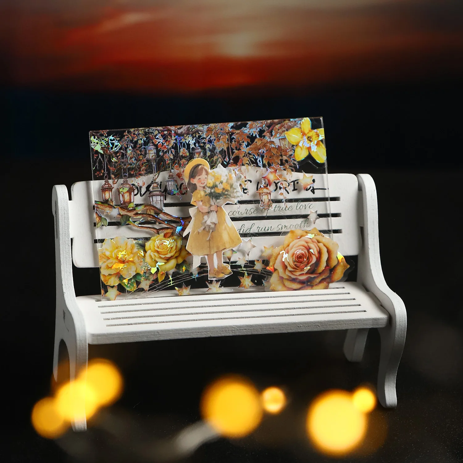 200cm/roll Lights Around Series Lamp Theme Shell Light PET Tape Handbook Material DIY Scrapbook Photo Frame Album Dairy Calendar