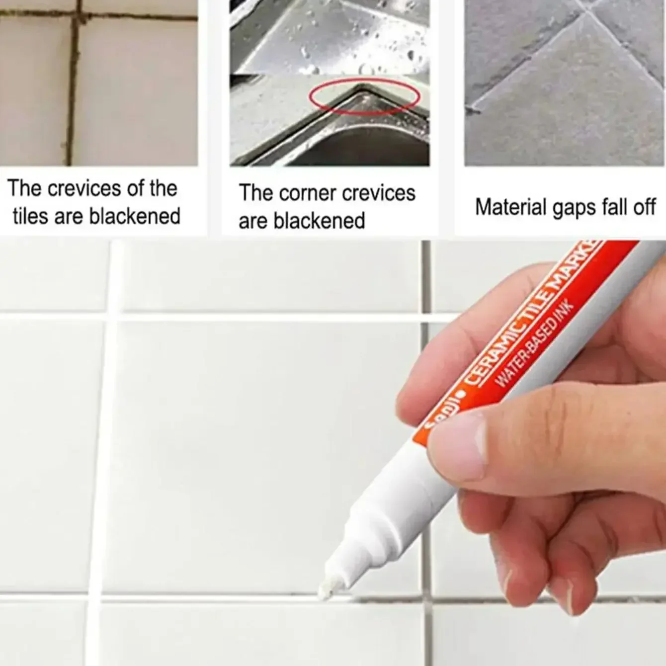 กันน้ํากระเบื้องเซรามิค Grout MARKER,แม่พิมพ์ตะเข็บปากกาสําหรับห้องครัวห้องน้ําผนังและพื้นซ่อม MARKER