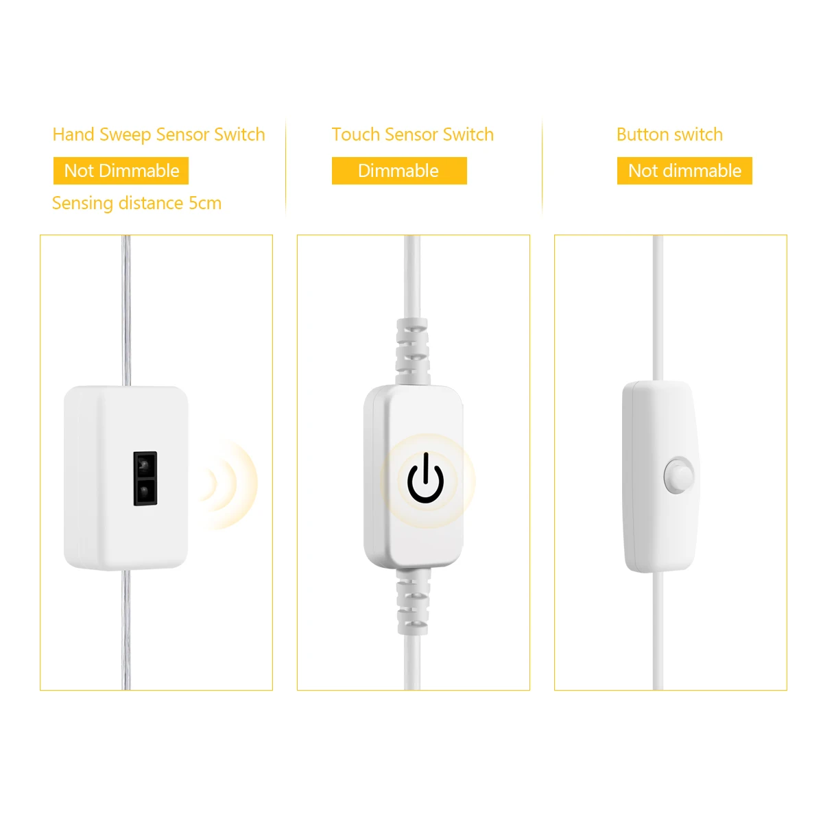 DC5V USB COB LED Light Strip With Hand Sweep Sensor / Dimmable Touch Sensor Switch / Push Switch For Living Room Closet Lighting