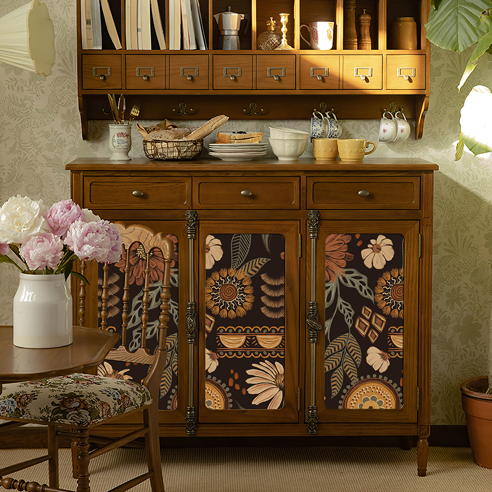 レトロな花の皮と棒の壁紙,黄色と黒,PVCの装飾,家具の改修,テレビの背景ステッカー