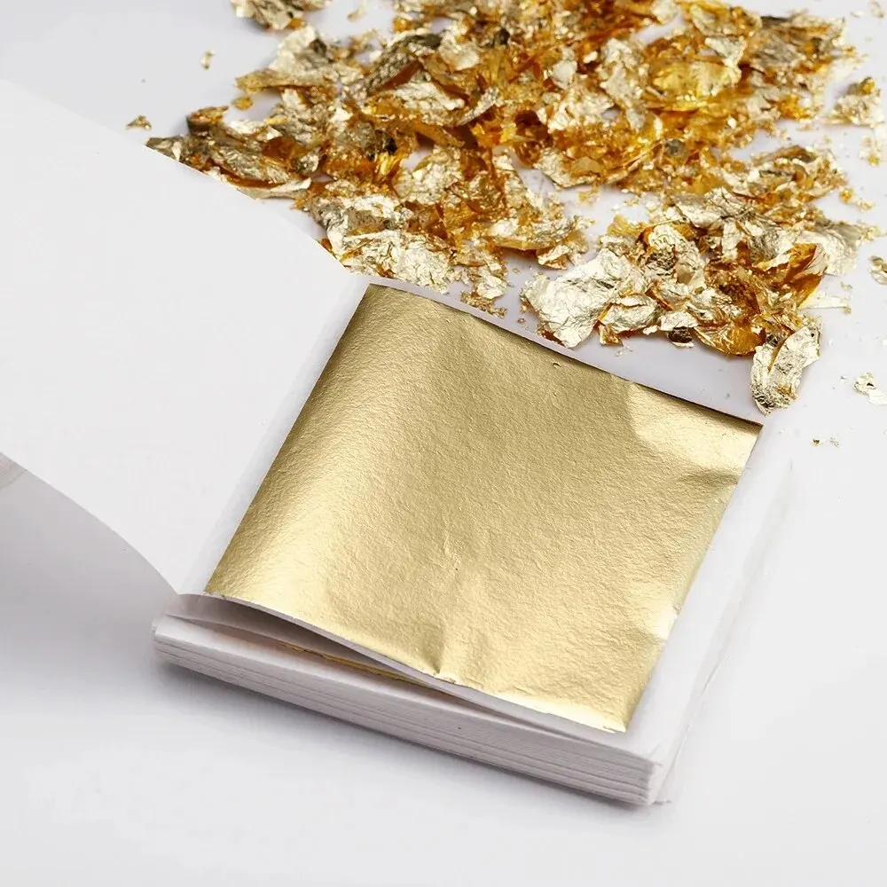 100 แผ่นเลียนแบบทองฟอยล์กระดาษ Leaf Gilding DIY อีพ็อกซี่เรซินแม่พิมพ์ซิลิโคนเครื่องประดับทําบรรจุตกแต่งเรซิ่นหัตถกรรมเครื่องมือ