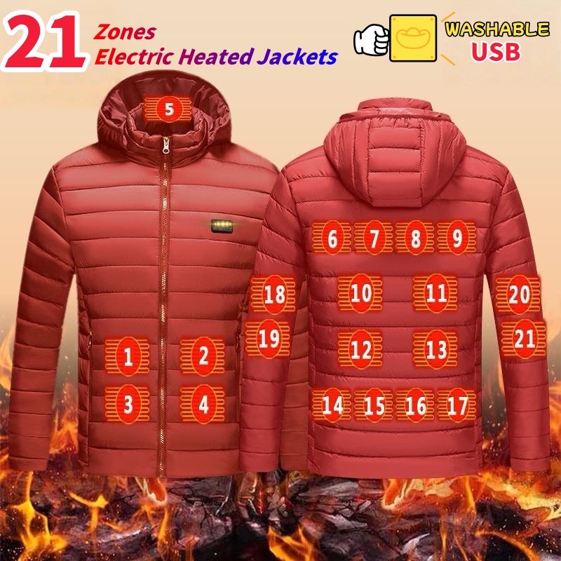 Jaqueta de aquecimento usb dos homens inverno parkas térmicas 21 zonas casacos de algodão aquecido elétrico neve à prova dwaterproof água quente outwear plus size 6xl