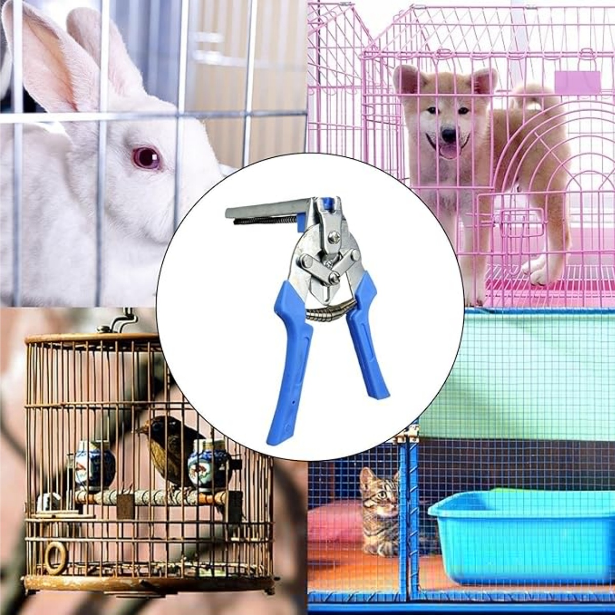 Kit de alicates de anel de porco com 600 clipes tipo m, para reparo de esgrima, kit de gaiolas de animais, estofamento e trilhos de fio, ferramentas manuais