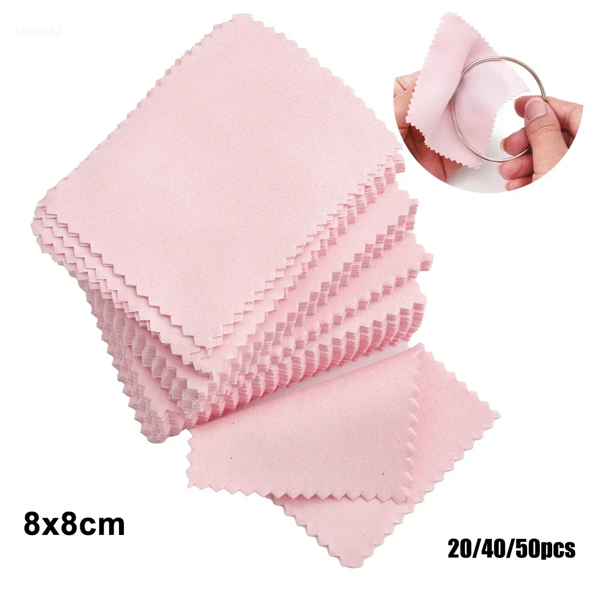 50 pièces/paquet chiffon de nettoyage de bijoux 8cm x 8cm couleur rose chiffon d'essuyage de bijoux outils de bijouterie fournitures de fabrication de bijoux
