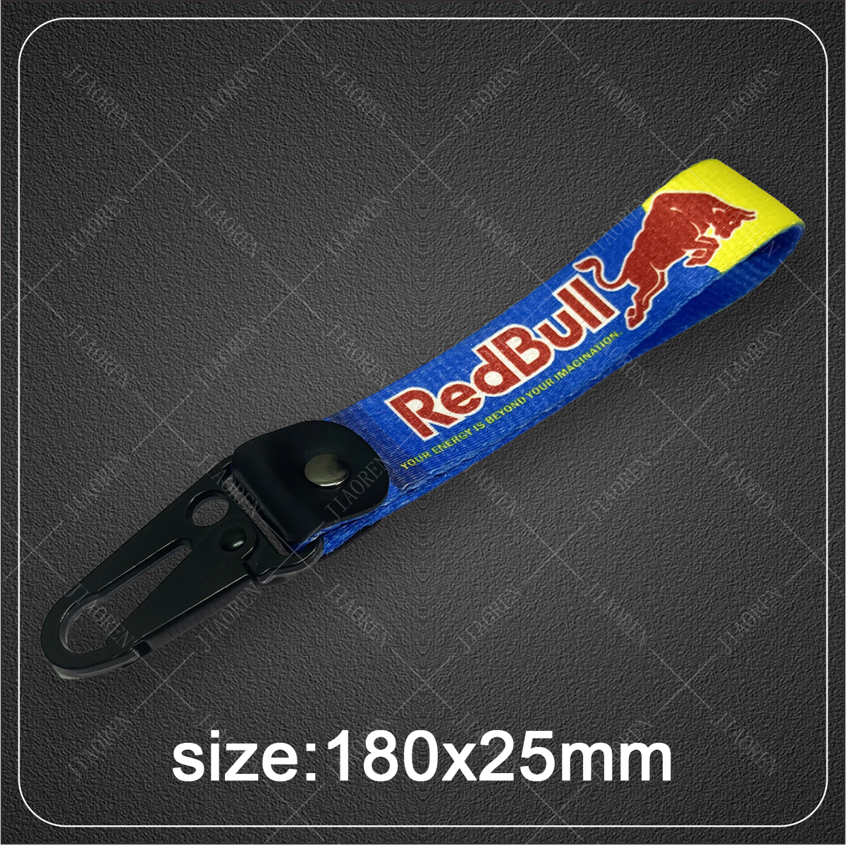 Embroidery Red Bull Key Chain Tag Strap Leather Accessories Keytag Racing Keychain
