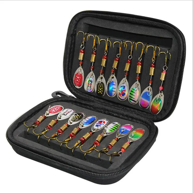 WEIHE-ช้อนโลหะเหยื่อตกปลา,Wobblers Spinner เหยื่อ,Sequins Lure,Feather Pesca Combo, 3.7g, 16 ชิ้น