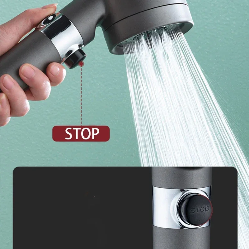Hoge drukfilter douchekop 3 modus verstelbare spray met massage draagbare borstel regenkraan badkameraccessoires thuis nieuw