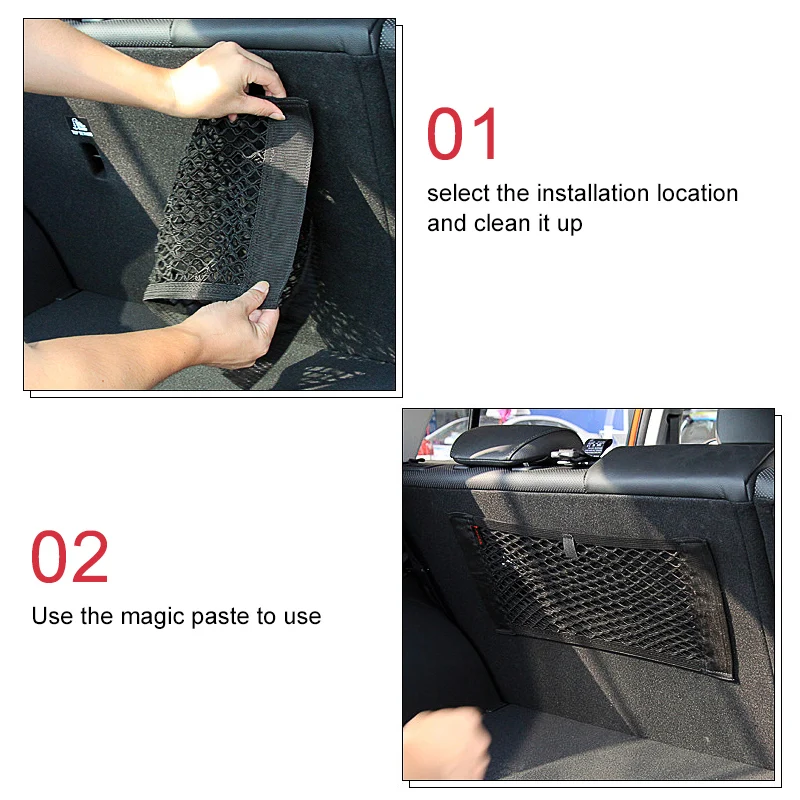 Xe Ô Tô Lưng Phía Sau Thân Ghế Thun Dây Lưới Magic Miếng Dán Lưới Túi Bảo Quản Túi Lồng Tự Động Tổ Chức Lưng Ghế Túi 40*25Cm
