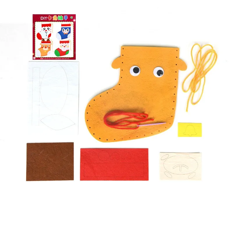 Kit de Material de calcetines de Navidad DIY para niños, juego de rompecabezas hecho a mano, juguete educativo de aprendizaje temprano para niños, regalo artesanal, decoración de Navidad