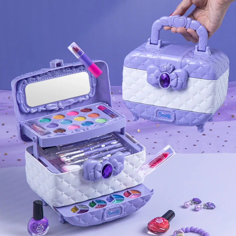 Kinder Kosmetik Spielzeug Set Waschbar Mädchen Make-Up Spielzeug Spiel Set Prinzessin Weihnachten Und Neujahr Geschenk Lippenstift Lidschatten Make-Up Box Set