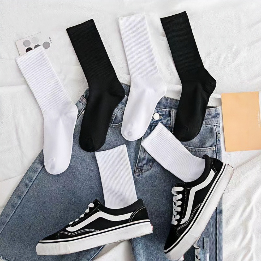 6/12 pares de calcetines de color blanco y negro para hombre y mujer, calcetines absorbentes del sudor y a prueba de olores