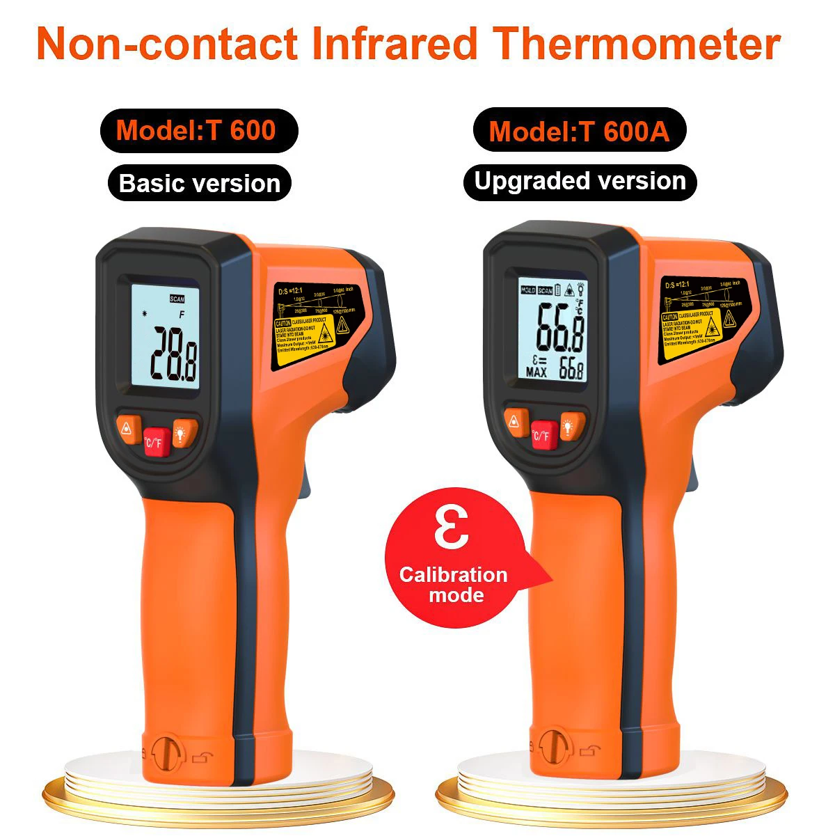 Termometr cyfrowy na podczerwień NJTY T600 T600A -58 ° F do 1112 ° F (-50 ℃   do 600 ℃ ) Profesjonalny przemysłowy laserowy pistolet temperatury