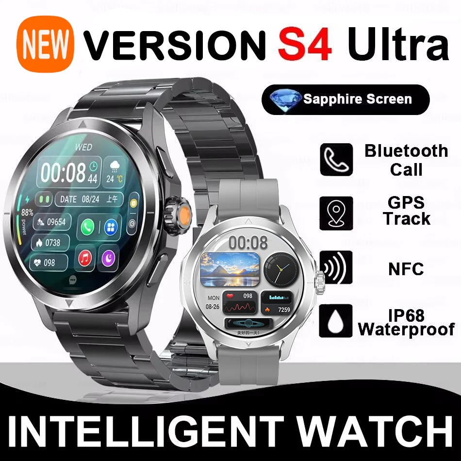 2025 nouveau S4 Ultra Sports de plein air montre intelligente hommes AMOLED écran NFC GPS boussole fréquence cardiaque étanche Bluetooth appel SmartWatch