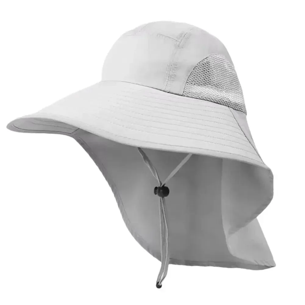 Chapéu de sol de aba larga com aba no pescoço para homens e mulheres ajustável ao ar livre 50 + proteção UPF boné safari caminhadas chapéu de pesca