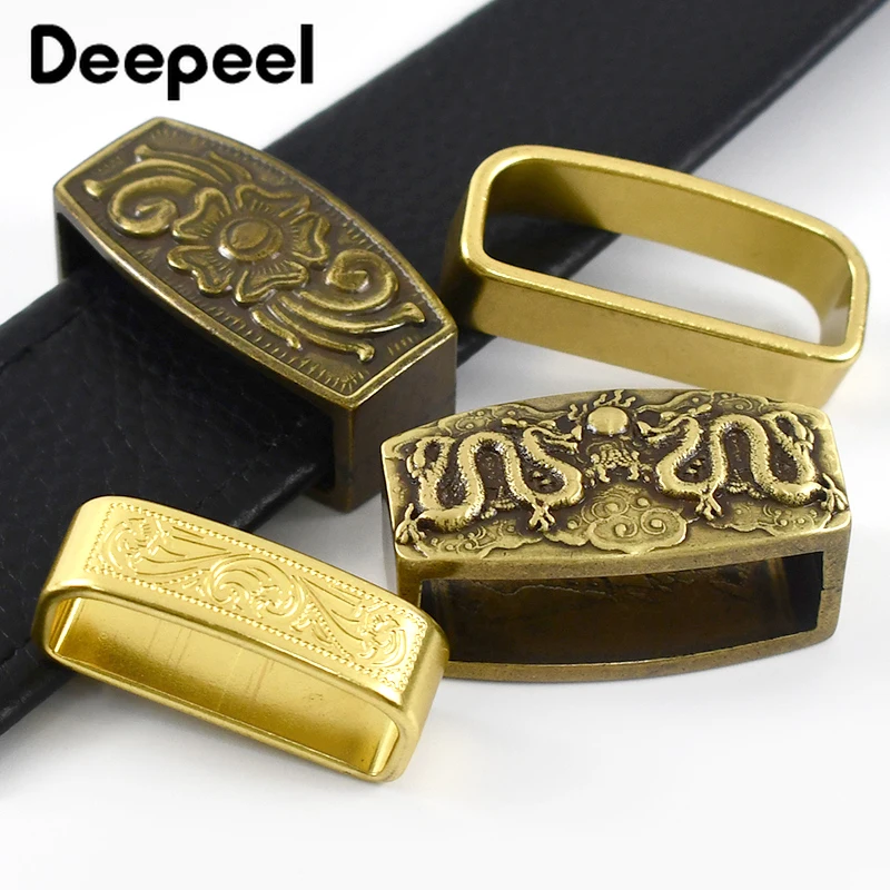 2 uds Deepeel 35/40mm cinturones de cobre puro anillos hebillas bucles de cinturón de cuero hebilla de latón DIY artesanía banda anillo cierre Accesorios
