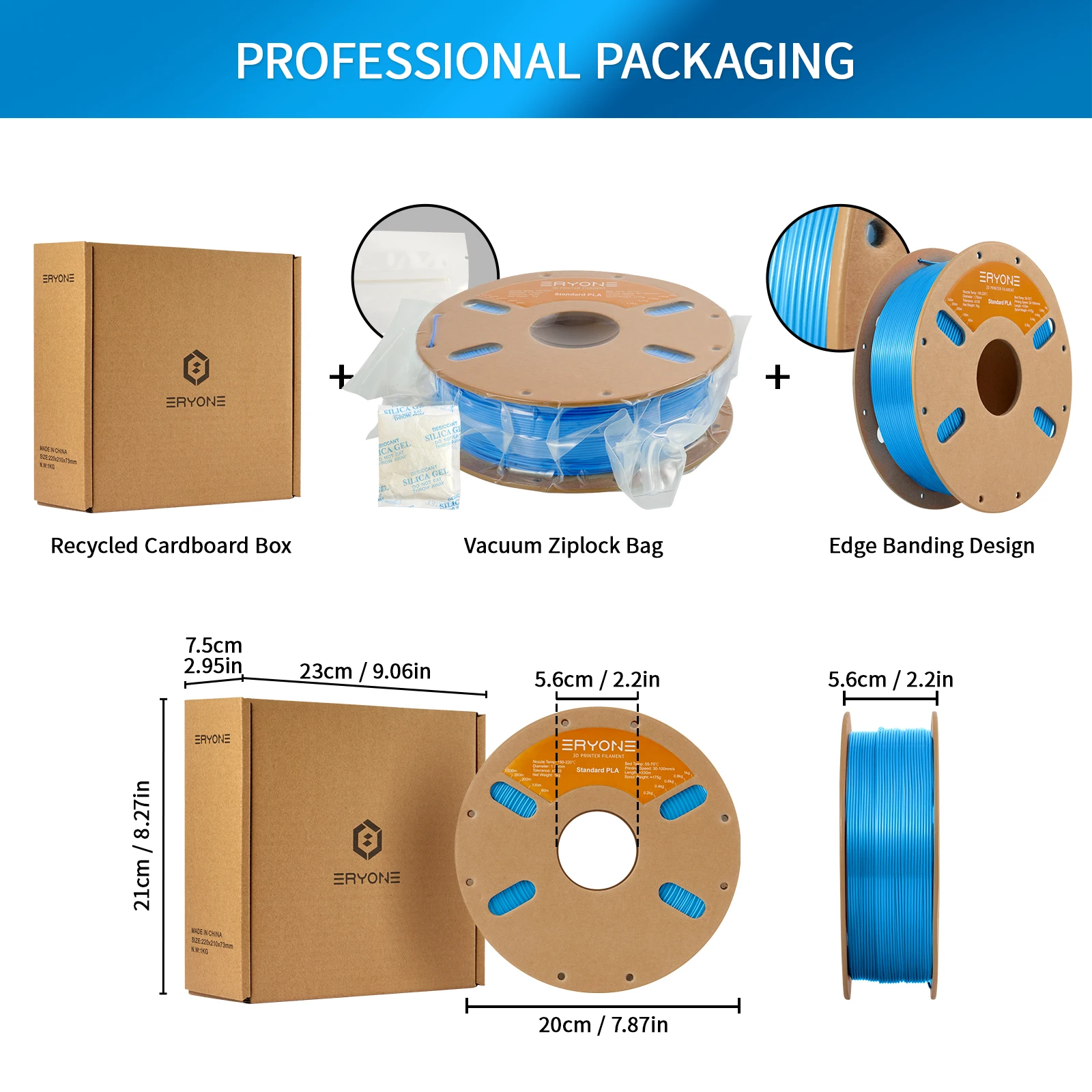 ERYONE Standard PLA Filament 1kg 1.75mm High Quality 3D PLA  Low Shrinkage Consumable For 3D Printer Fast Shipp