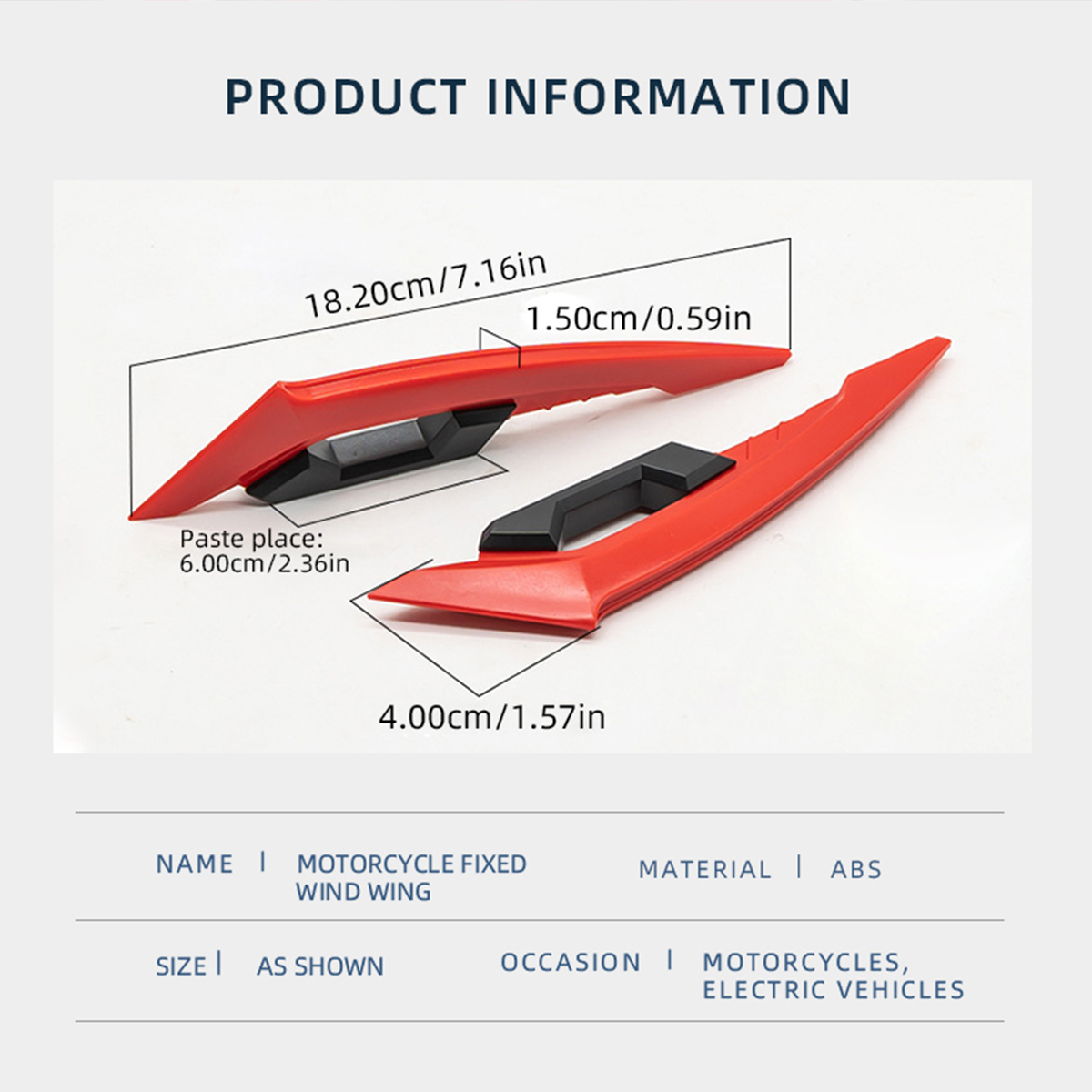 1 Pair Motorcycle Side Wings Aerodynamic Dynamic Spoiler Wings Body Trim Sticker Fairing Air Deflectors Exterior Accessories