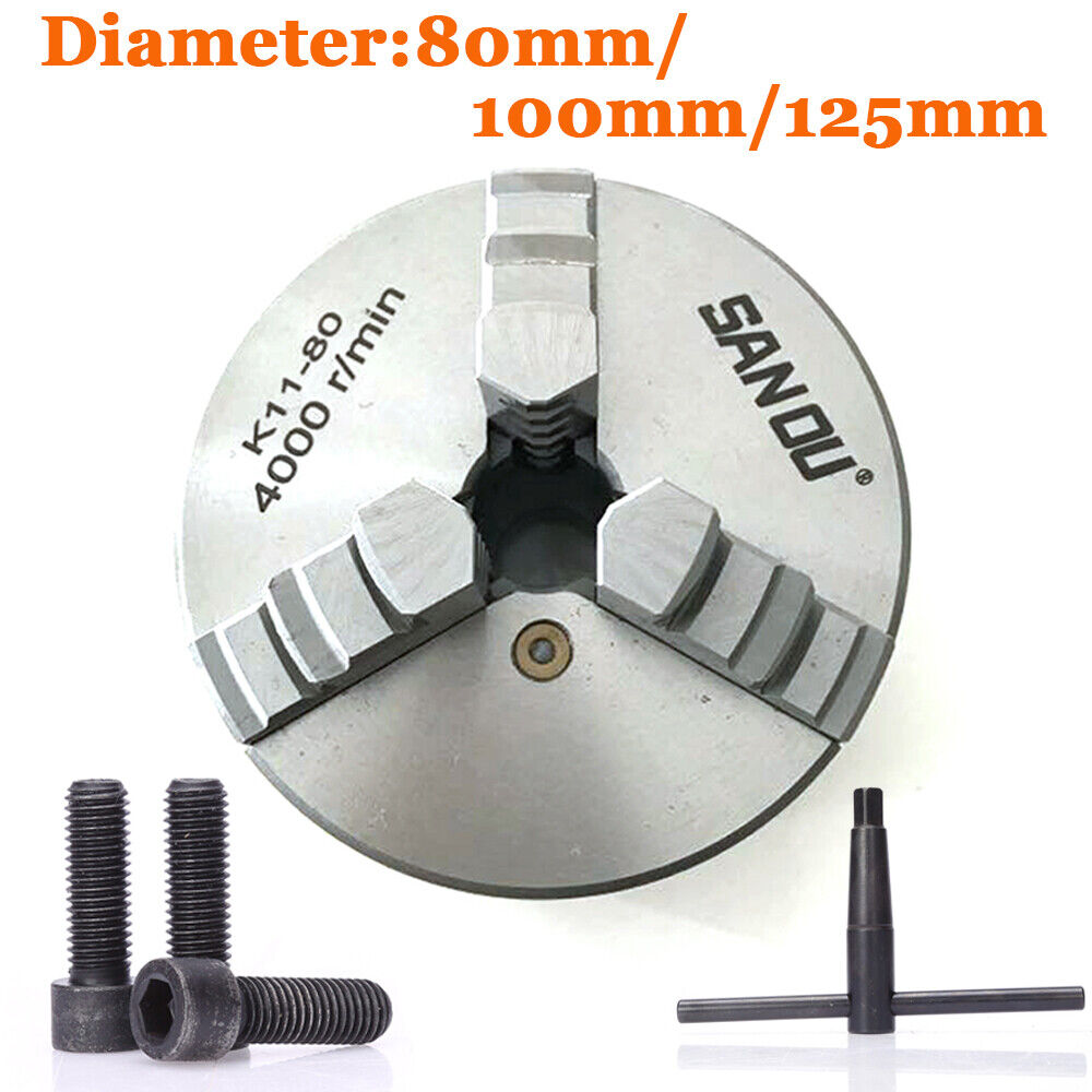 Mandrin autocentrant à 3 mâchoires Ø80 mm / 100 mm / 125 mm