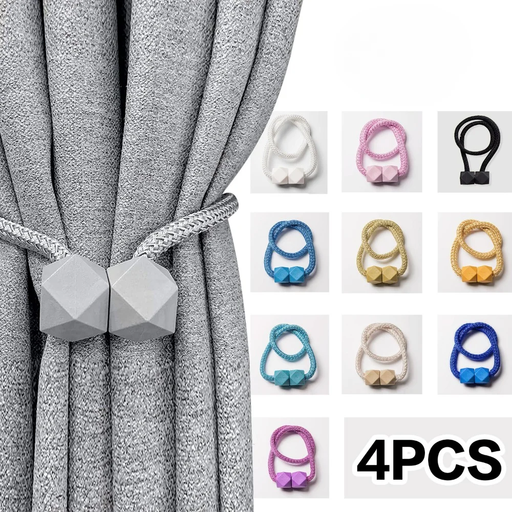 4 pçs cortina tiebacks com ímã forte design de corda grossa para o quarto sala estar cozinha durável plástico decoração para casa acessório