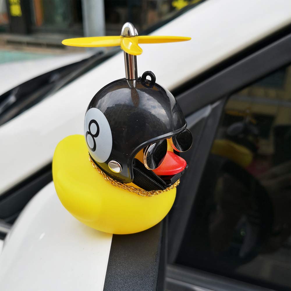 Pato de coche con casco, hélice, pato amarillo rompevientos, decoración interna automática, adornos para coche sin luz, 2 uds.