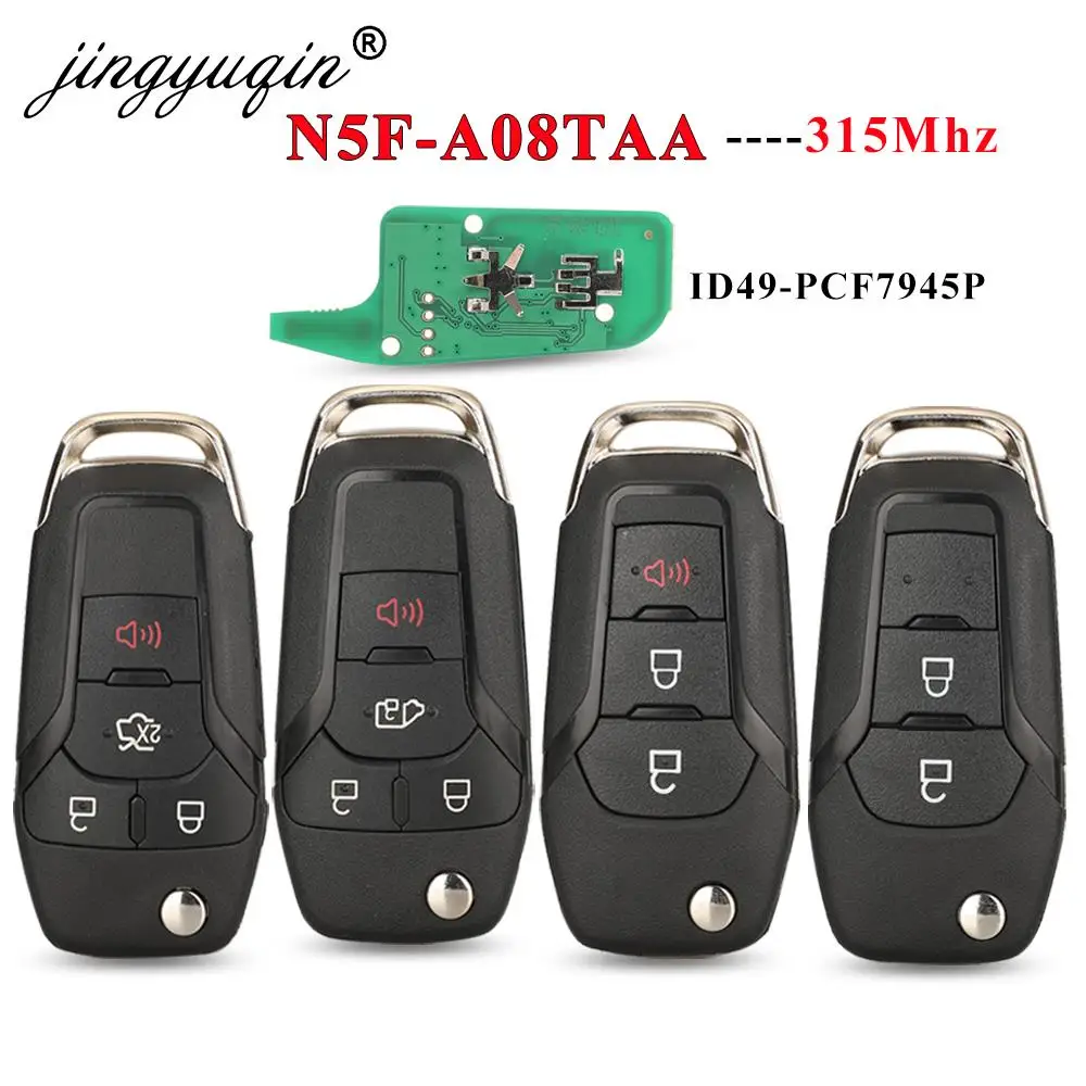 Mando a distancia inteligente jingyuqin 315MHz para Ford Fusion 2013-2016 N5F-A08TAA ID49 mando a distancia sin llave con 4 botones
