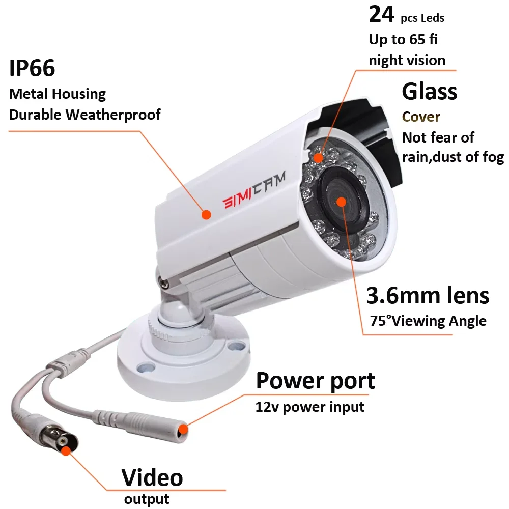 HD 720 p/1080 p AHD Analog กล้องเฝ้าระวัง Night Vision DVR CCD สําหรับกลางแจ้งในร่มกันน้ํา Home Office CCTV Security กล้อง
