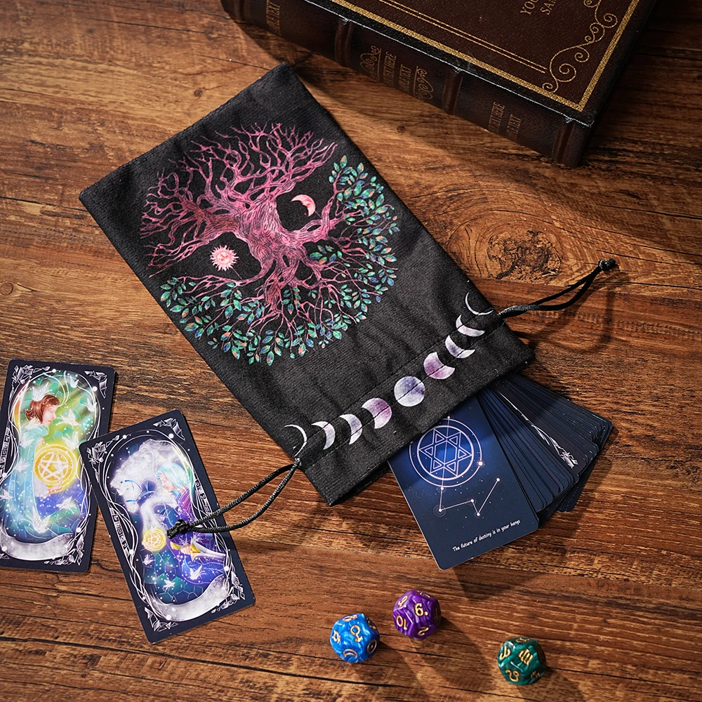 Sac de rangement de cartes Oracle Tarot en velours, pochette de Tarot, dés Rune, sac à bijoux en cristal, pochette à usage Multiple, Divination des sorcières, 1 pièce/6 pièces