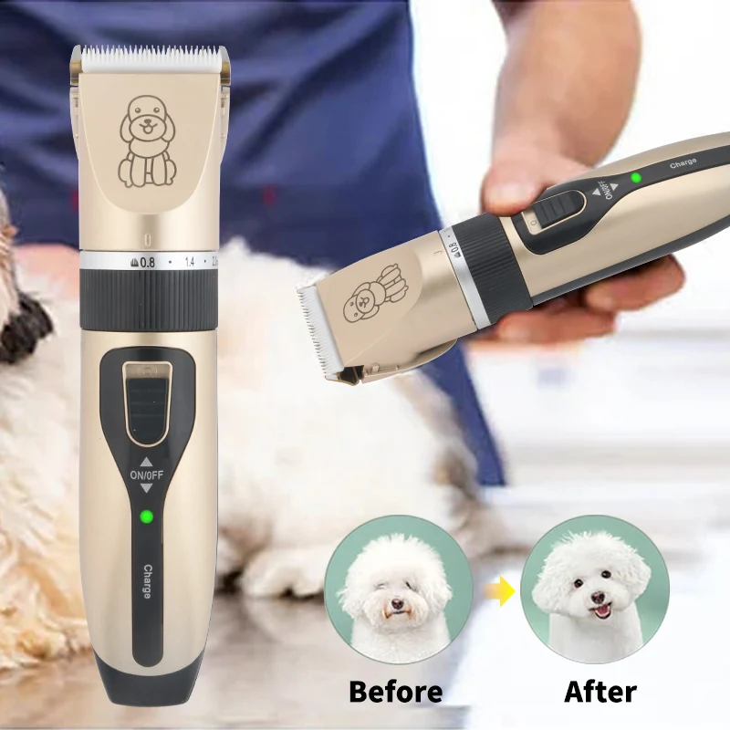 고양이 개 애완 동물을위한 전기 전문 머리 깎기 침묵 머리 커터 USB 충전식 애완 동물 손질 깎기 세트.