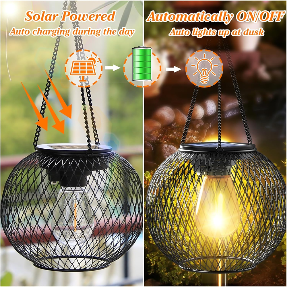 1 linternas solares para exteriores, luces solares colgantes más brillantes impermeables para exteriores, luces solares para exteriores con encendido/apagado automático para jardín