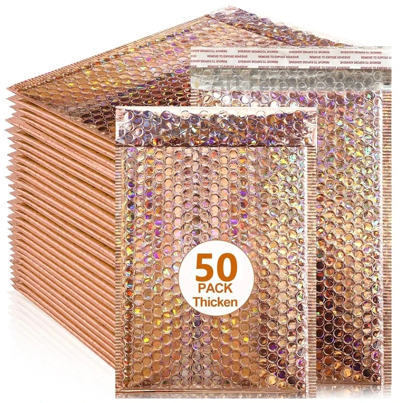 50 Stück Luftpolsterumschläge, holografische Versandtaschen, Laser, Kleinunternehmen, Versand, Verpackung, Versandtaschen, Kpop-Versandtaschen