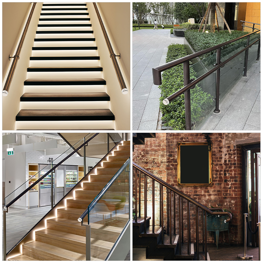 4 Pcs Handrail Tube Accessories Caps Stainless Steel Stair Column Staircase End Plugs for Stairs Railing