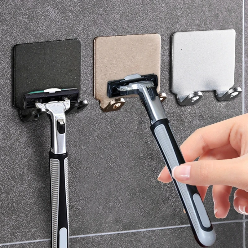 1/2/3PCS Punch Free Shaving Razor Holder Men Shaver Storage Hook Shelf Bathroom Rack for Kitchen Accessories Self Adhesive Hooks