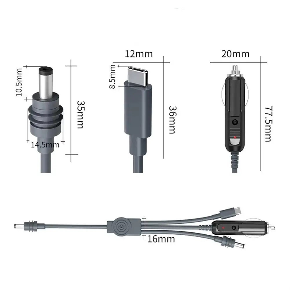 Para Starlink Mini 3 en 1 DC a TypeC/DC/Cable de alimentación de carga de coche IP65 impermeable 3 en 1 a Cable Typec 2464-20AWG para Starlink Mini