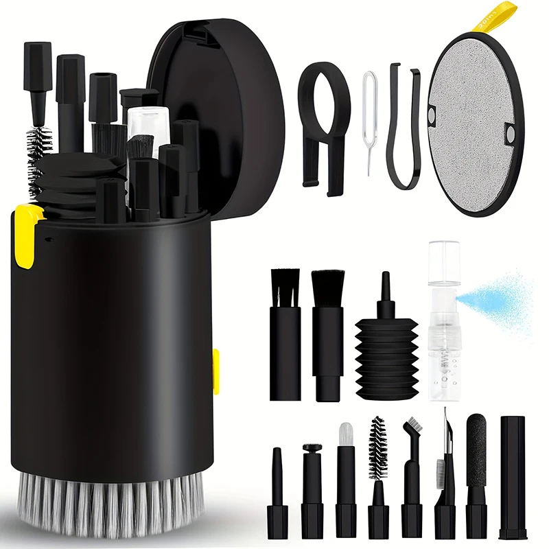 Kit de limpeza de teclado de computador 20 em 1, tablet, câmera, tela de telefone, ferramentas limpas, extrator de teclas, fone de ouvido, escova limpa com caixa de armazenamento