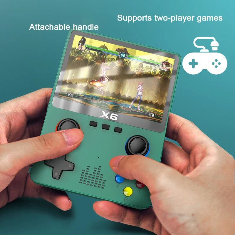 2024 New X6 3.5Inch IPS Screen Handheld Game Player Dual Joystick 11 Simulators GBA Video Game Console for Kids Gifts