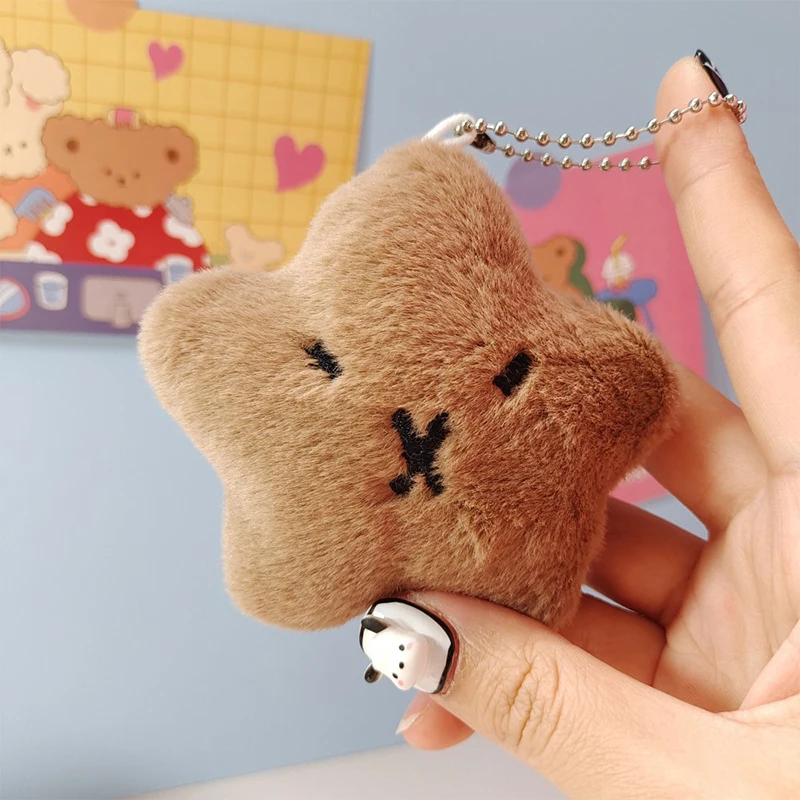 Creative Soft ตุ๊กตาสัตว์ Capybara ตุ๊กตา Plush Star Squeak ของเล่นการ์ตูนกระเป๋าจี้ Key CHAIN กระเป๋าเป้สะพายหลังกระเป๋ารถ Key RING