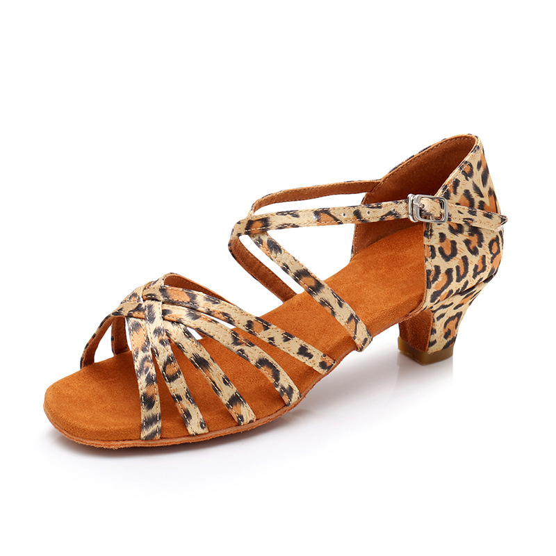 CLYFAN, zapatos de baile latino para mujer, suela de fondo suave, sandalias de práctica de baile de Jazz para niñas, tacón medio de 3,5 CM, baile de salón