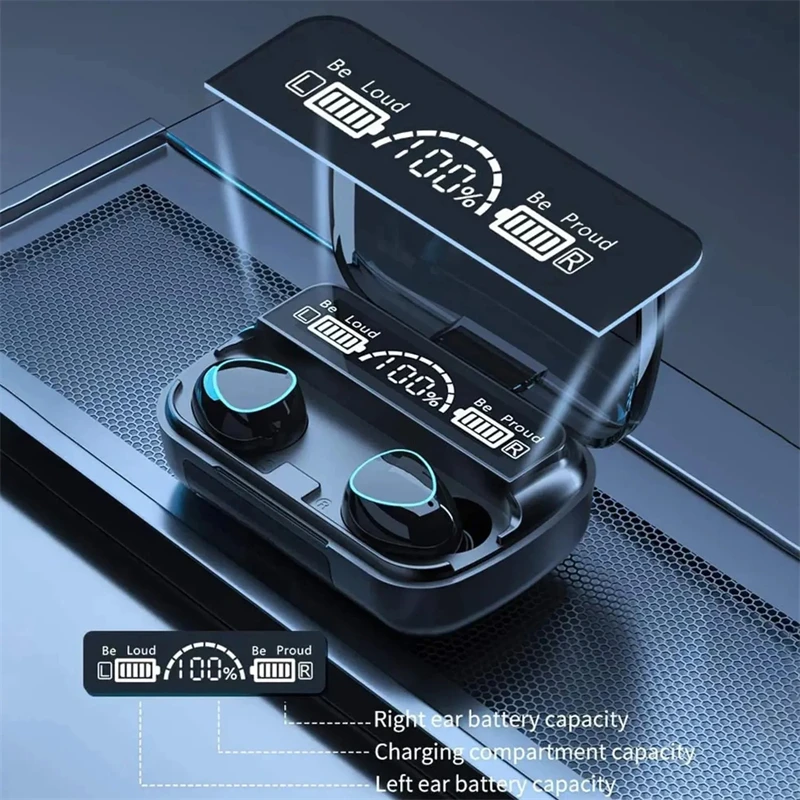 Cuffie Bluetooth wireless originali Cuffie Bluetooth con microfono Auricolari Caricabatterie Display a LED Auricolari Fone M10