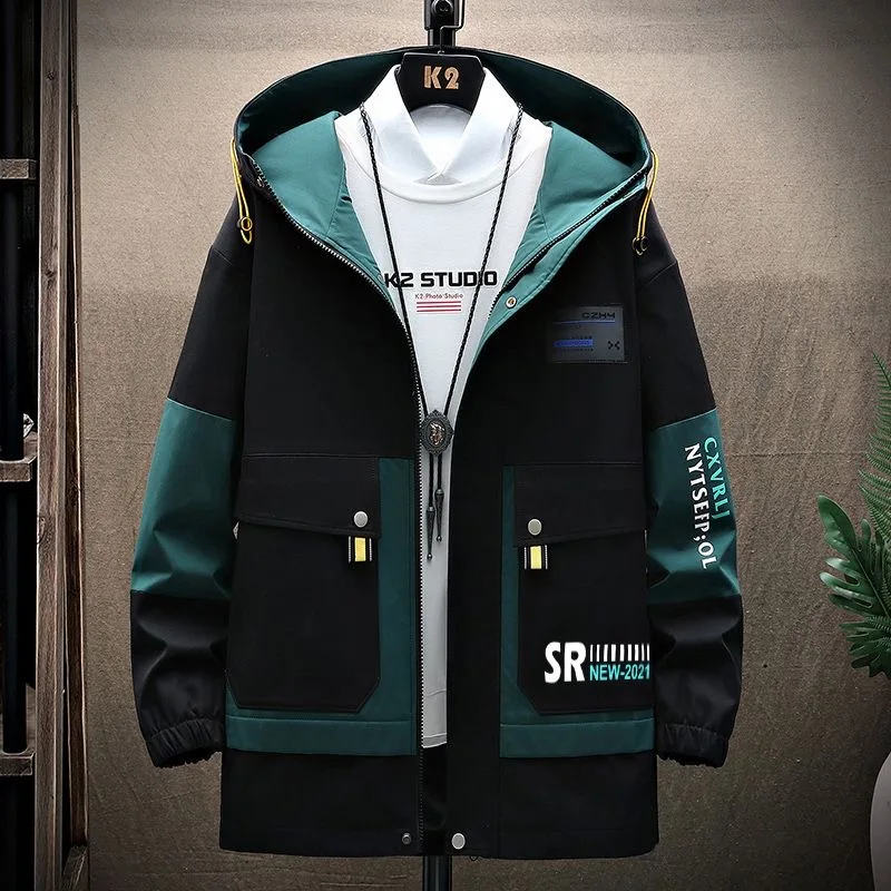 2024 ฤดูใบไม้ผลิและฤดูใบไม้ร่วงใหม่แนวโน้มแฟชั่นพิมพ์Hooded Coatผู้ชายสบายๆผ่อนคลายสบายกันน้ําPlus-ขนาดเสื้อm-4XL