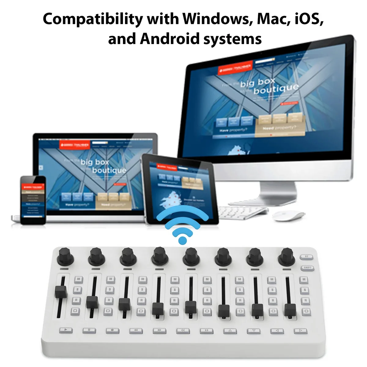 M-VAVE SMC-믹서 무선 MIDI 컨트롤러 믹싱 콘솔 BT 연결 Windows/Mac/Ios/Android용 배터리 유형-C 공급 USB