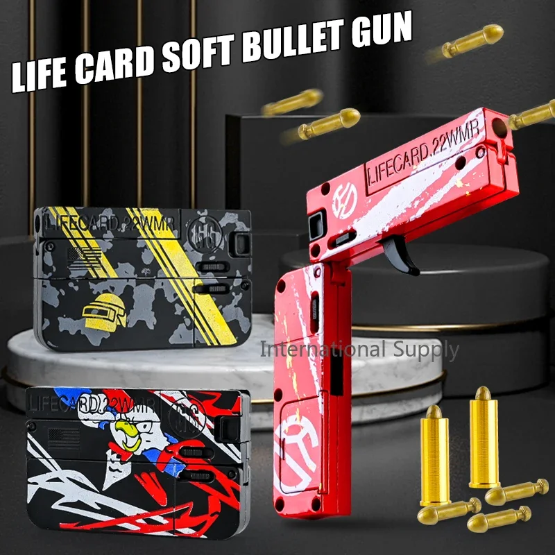 Новая модернизированная металлическая складная игрушка-пистолет Lifecard для детей и взрослых, пистолет-игрушка с мягкими пулями, модель стрельбы из сплава для взрослых Ch