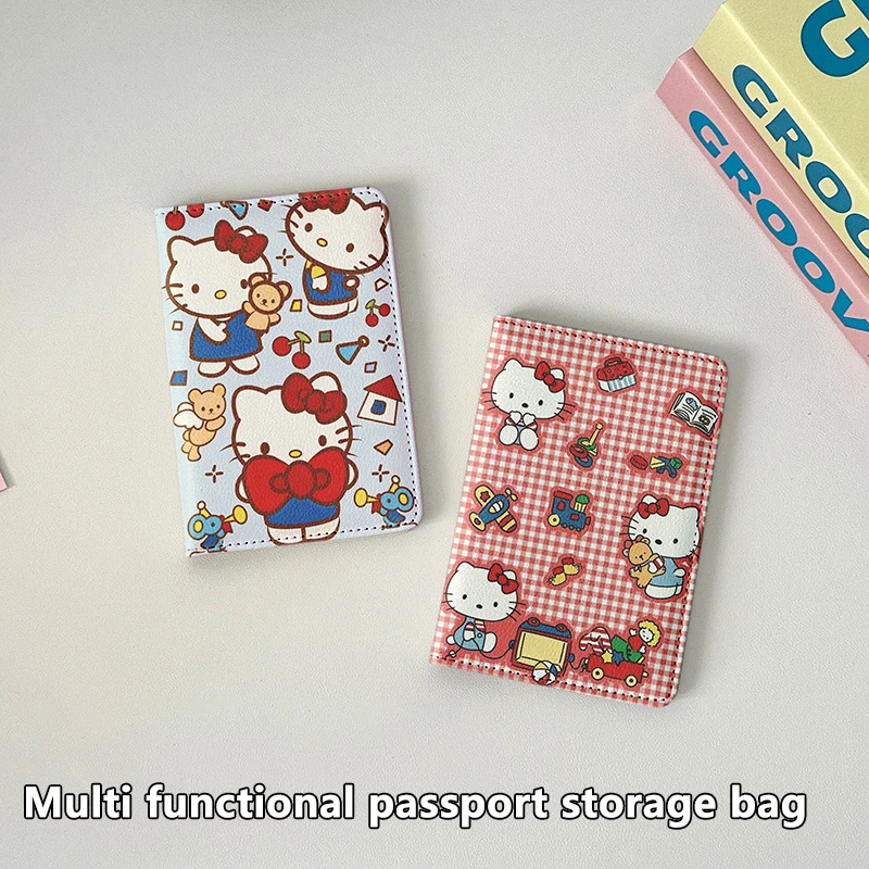 Tas Kartu Kucing KT Kartun Lucu Dompet Koin Cantik Tempat Kartu Multifungsi Portabel Tempat Kartu Kredit ID untuk Hadiah Anak Perempuan