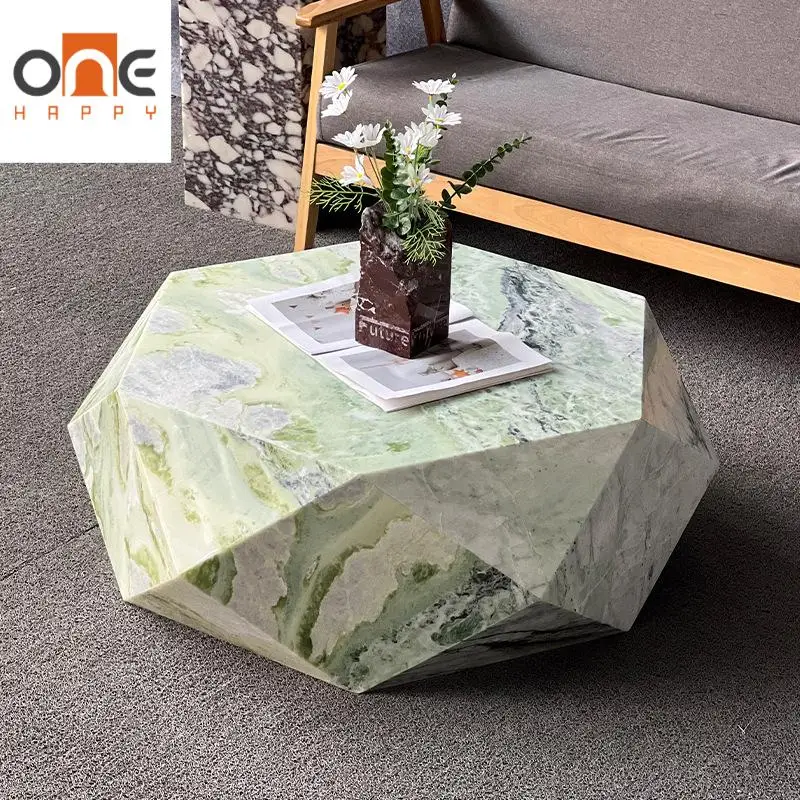 Mesa central de mármore natural de formato livre, monolito escultural com base assimétrica - design Wabi Sabi Raw Edge para lounge moderno