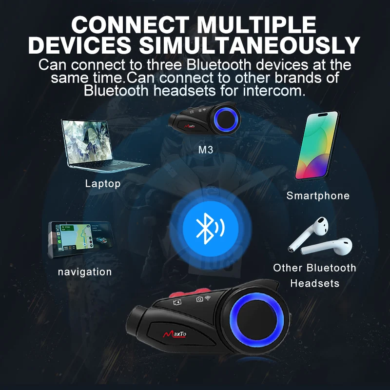 Maxto M3S Motorrad Helm Headset Bluetooth Intercom Wasserdicht Sony Objektiv WiFi 1440p Video Recorder DVR Interphone