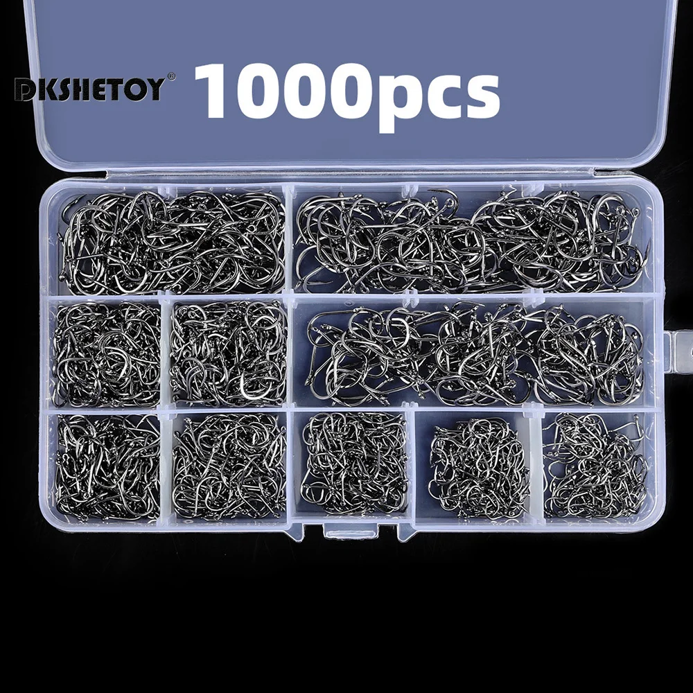100-1000 Stuks Vishaken Met Prikkeldraad Vishaak Voor Aas Met Plastic Box Kit Voor Zoutwater Zoetwatervissen gereedschap