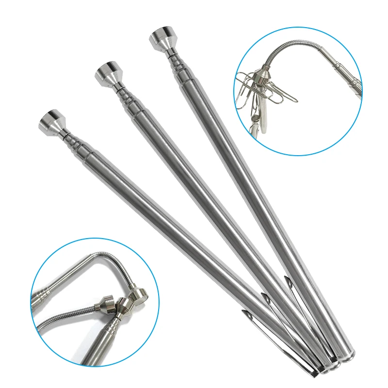 Draagbare magnetische telescopische zilveren universele pick-up met penclip magnetische zuigstang autoreparatie handmatige gereedschapsaccessoire