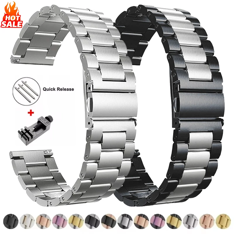 20mm 22mm Stainless Steel Strap for Samsung Galaxy Watch 7 6 5 4 5Pro 40/44mm 6 Classic 43mm 47mm Metal Band for Huawei GT5 4Pro