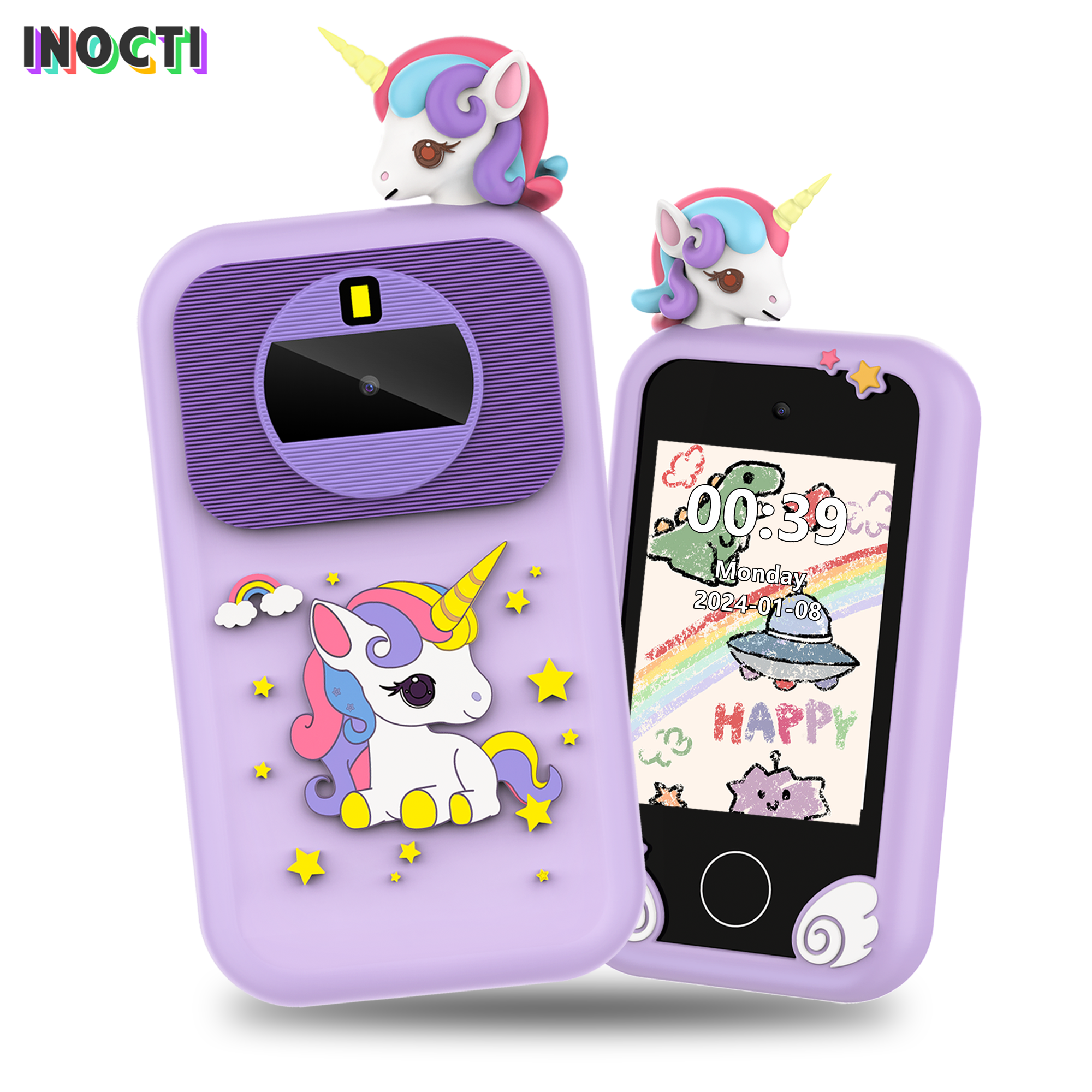 INOCTI Kinder Smartphone Spielzeug Einhorn Baby Mobile pädagogisches Lernspielzeug für Mädchen Jungen Geburtstag Weihnachtsgeschenke mit 32G Karte